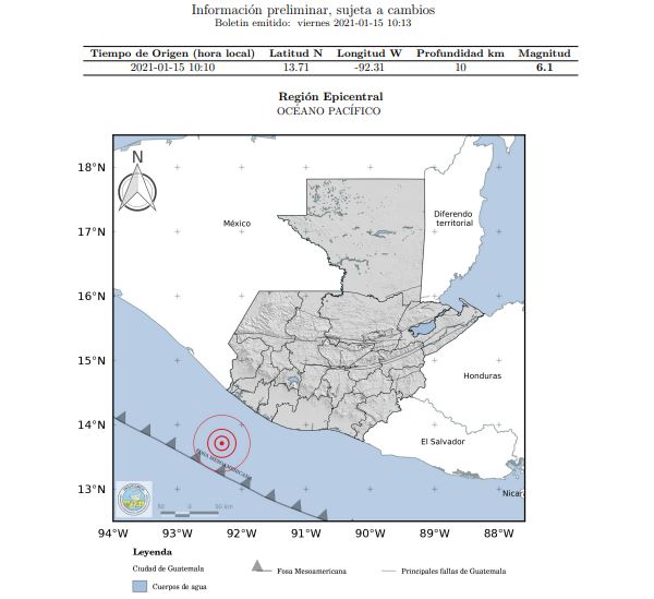 Sismo de magnitud 6,1 sacude Guatemala